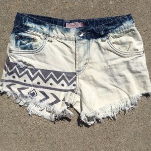 One of a kind Aztec Levi Jean Shorts